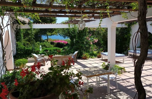 Otranto Villa | Terrace on the sea: Otranto, Seafront Villa-private beach access and rocks.